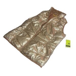 NWT Xersion Women’s Rose Gold Metallic Packable Puffer Pocket Vest Size M